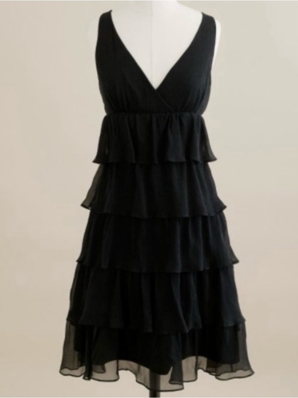 JCREW Tiered Women's Black Silk Cocktail Dress